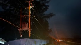 Lokasi pohon tertimpa jaringan telah normal usai dilakukan pekerjaan oleh tim tim pemeliharaan PLN ULP Calang, Rabu malam (22/5/2024) (Foto untuk AJP)
