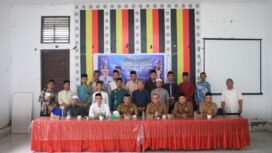 Kepala Dinas Syariat Islam Aceh Jaya, Fajri bersama Sejumlah pengurus masjid menghadiri Pelantikan Manajemen Ekonomi Masjid pada sembilan kecamatan di Kabupaten Aceh Jaya, Kamis (19/9/2024) (Foto untuk AJP)