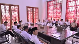 Bupati Aceh Jaya, Safwandi, S.Sos, menghadiri peluncuran Indikator Indeks Pencegahan Korupsi Daerah (IPKD) Monitoring Center for Prevention (MCP) Tahun 2025 secara virtual melalui Zoom Meeting di Pendopo Bupati Aceh Jaya, Rabu (5/3/2025) (Foto/Ist)