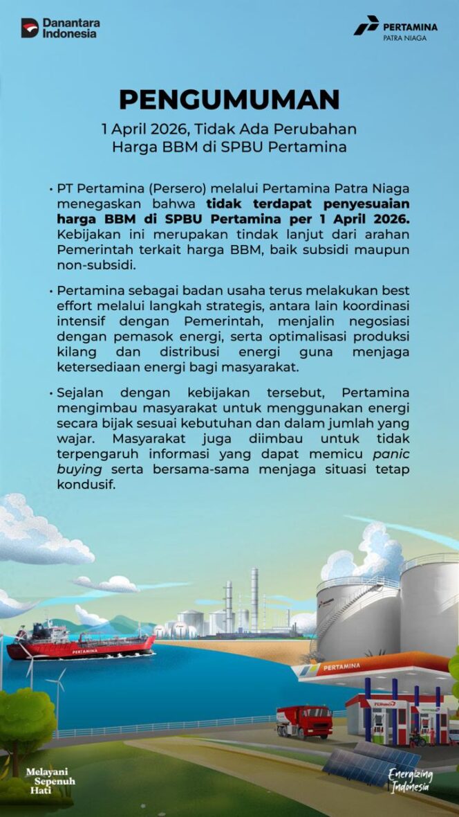 
 Pemerintah: Belum Ada Kenaikan Harga BBM per 1 April, Masyarakat Diimbau Tenang