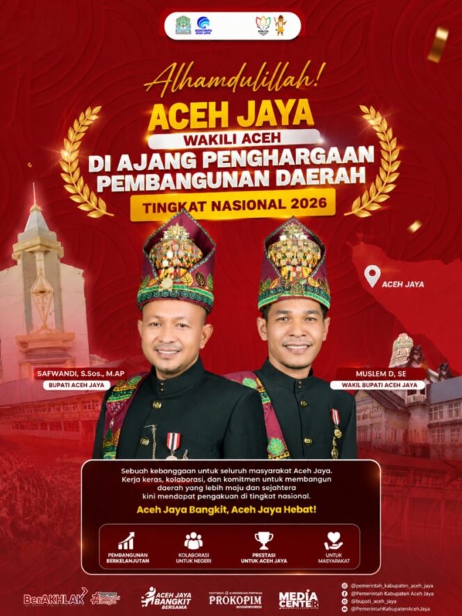 
 Pemkab Aceh Jaya Wakili Aceh pada Penghargaan Pembangunan Daerah Tingkat Nasional