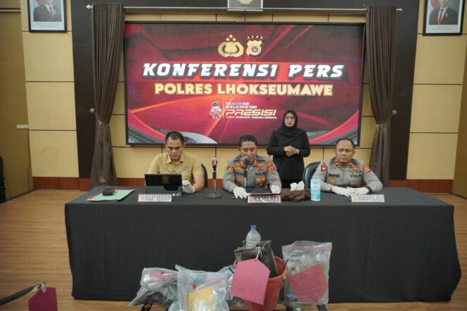 
 Polres Lhokseumawe Ungkap Kasus Pencurian dan Pembakaran Toko Emas