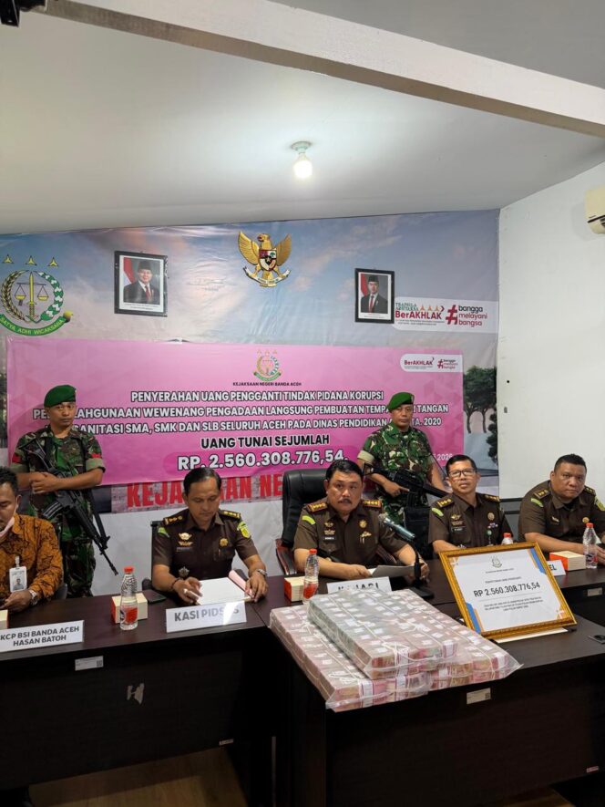 
 Kejari Banda Aceh Eksekusi Uang Pengganti Kasus Korupsi Wastafel Sebesar Rp 2,5 Miliar