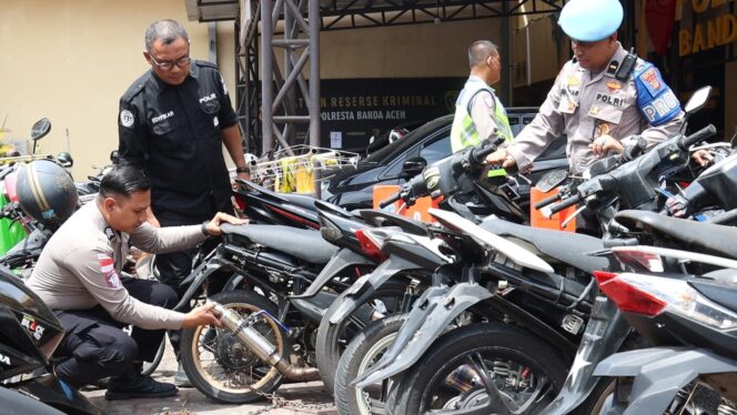 
 Satlantas Polresta Banda Aceh Sita 80 Sepeda Motor Gunakan Knalpot Brong Selama Juli 2026