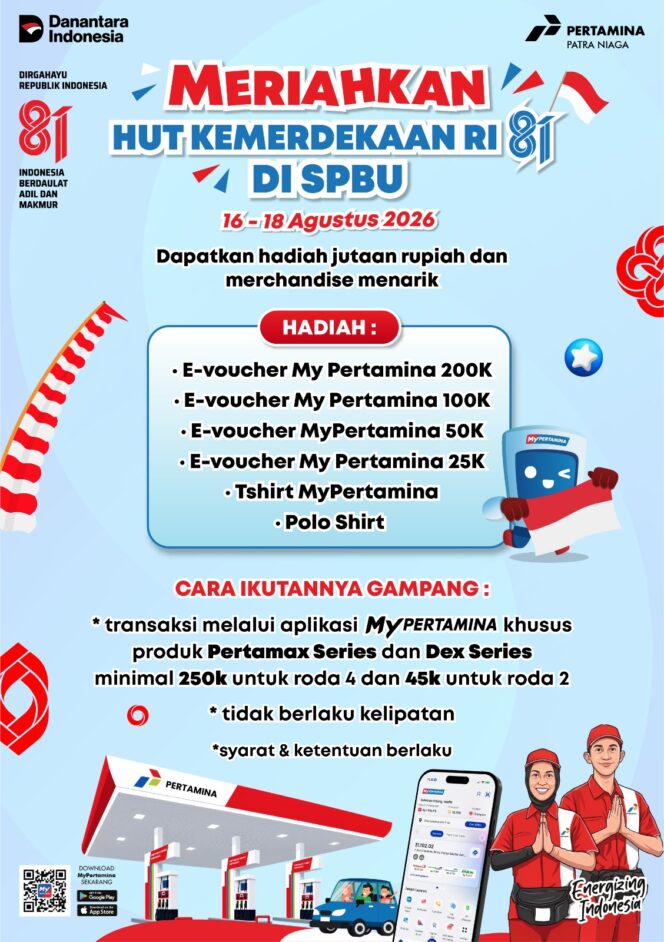 
 Semarakkan Kemerdekaan RI ke- 81, Pertamina Regional Sumbagut Bagi Hadiah di 24 SPBU
